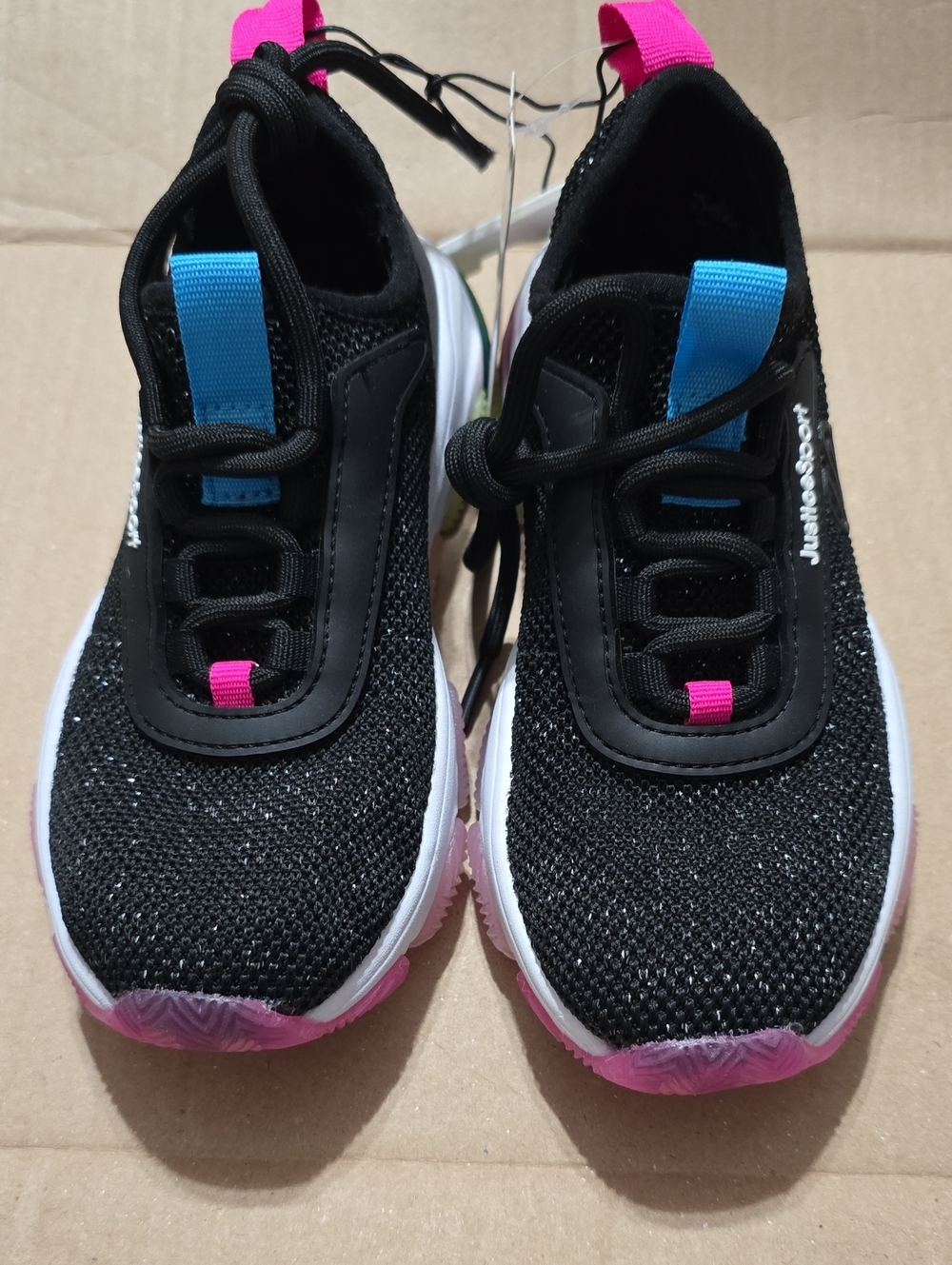 Nwt Girls JusticeSport Black Mesh Sneakers with Pink & Blue Accents Size 13